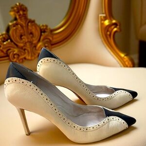 Louise et Cie Navy and Cream Heels